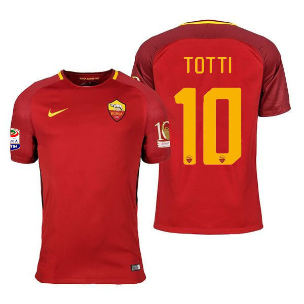 17-18 AS Roma Home Totti 10 Retro Jersey (Retire Patch)