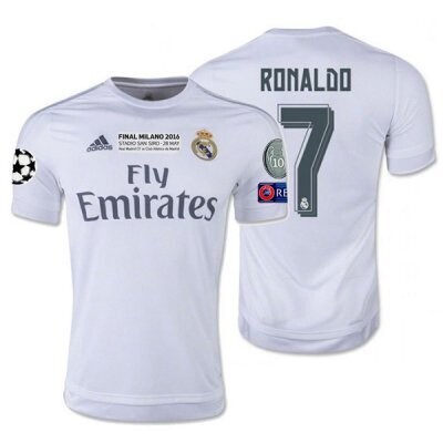 15-16 Real Madrid UCL Final Ronaldo 7 Home Jersey