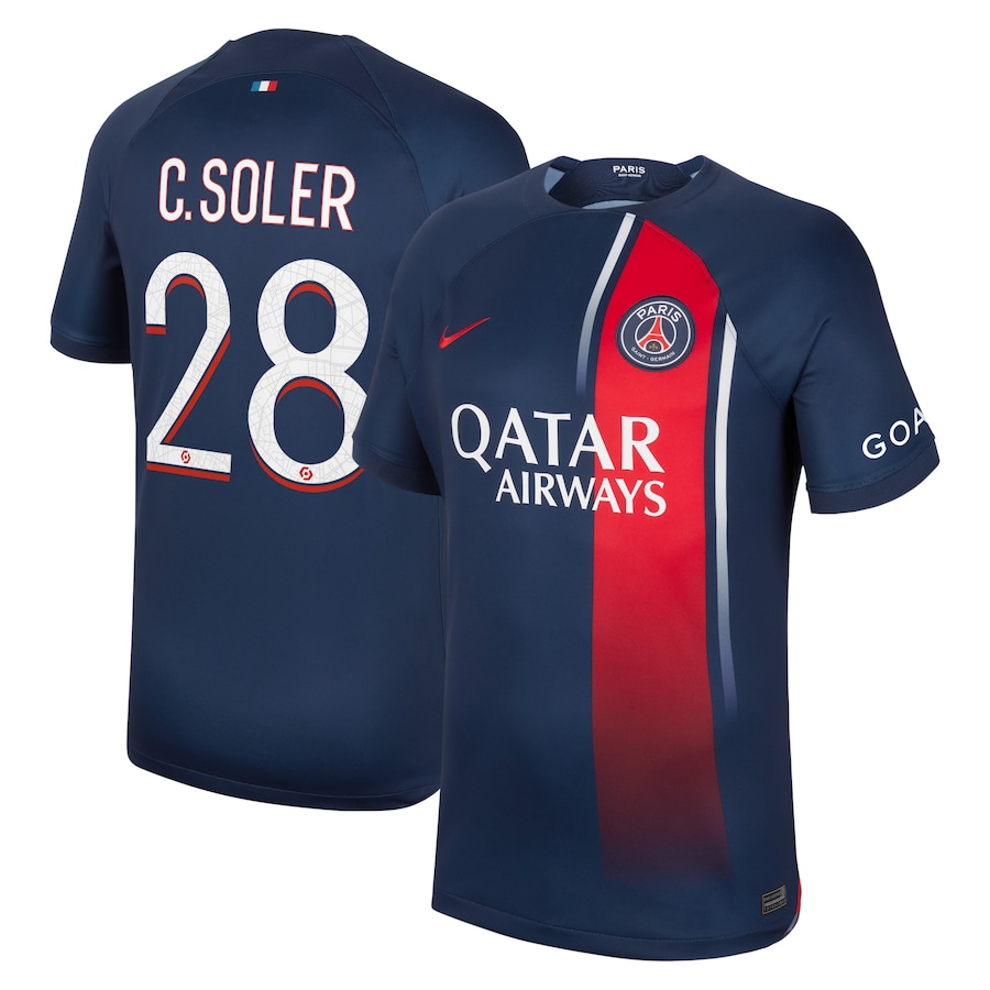 23-24 Paris Saint-Germain C. Soler 28 Home Jersey