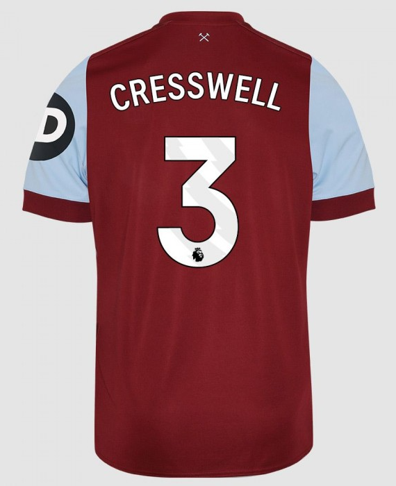 23-24 West Ham United CRESSWELL 3 Home Jersey