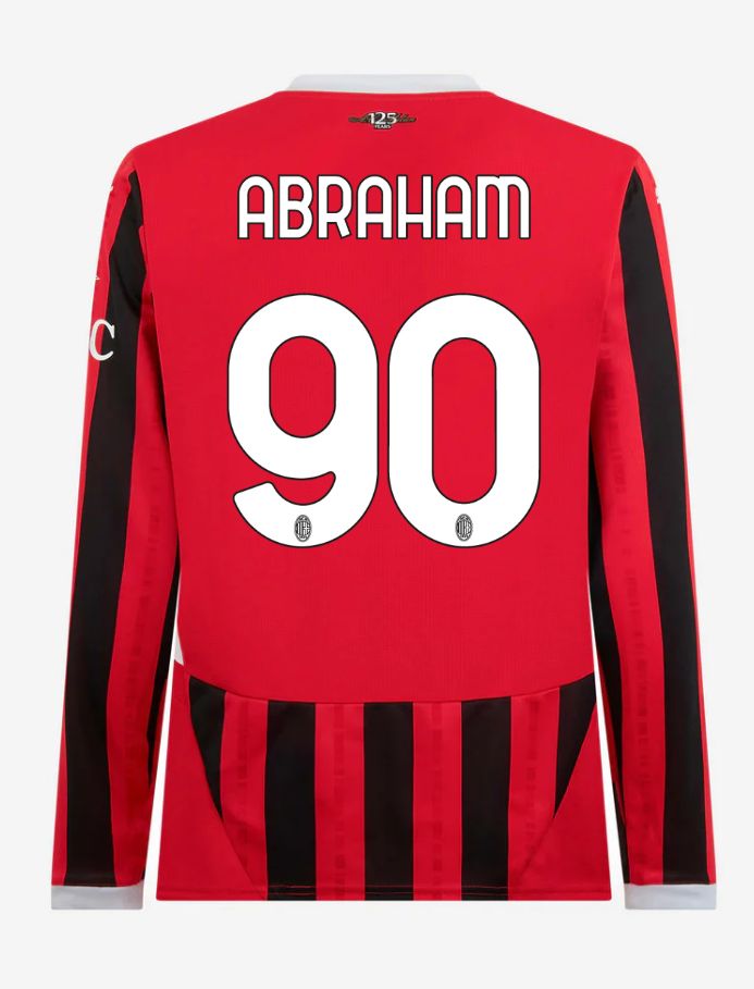 AC Milan Home Long Sleeve Abraham 90 Serie A Jersey 24-25