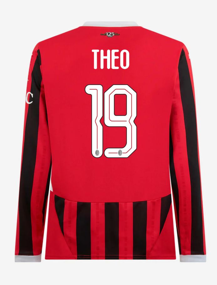 AC Milan Home Long Sleeve THEO 19 Champions League Jersey 24-25