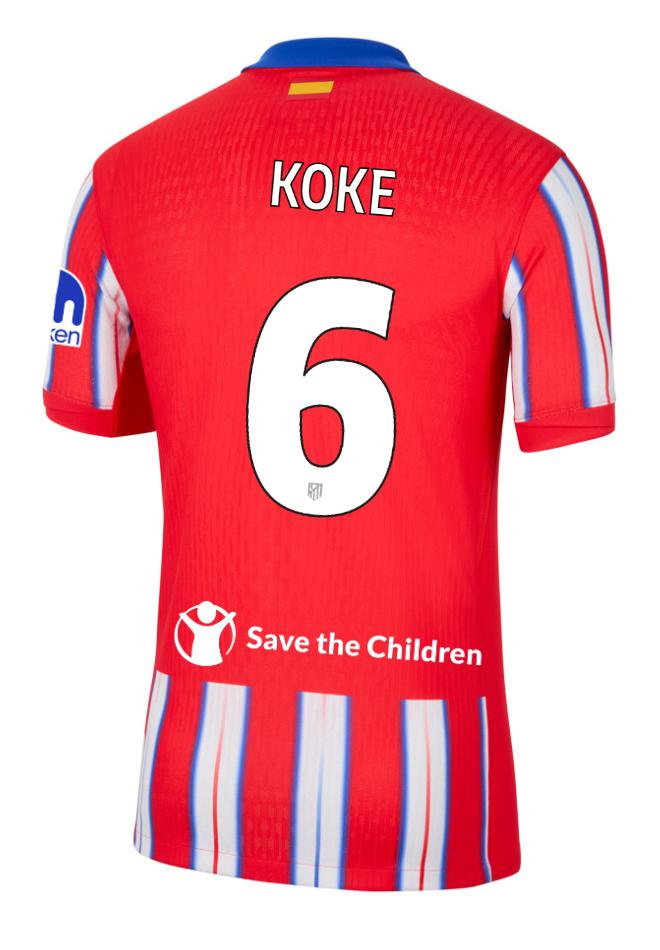 Atletico Madrid Home KOKE 6 Champions League Jersey 24-25