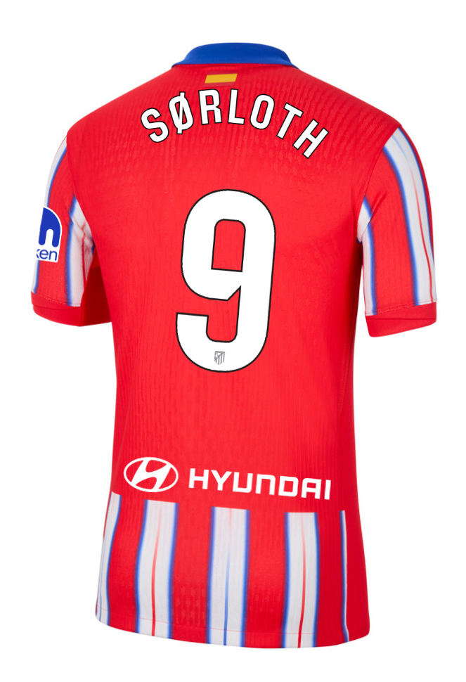 Atletico Madrid Home SØRLOTH 9 Laliga Jersey 24-25